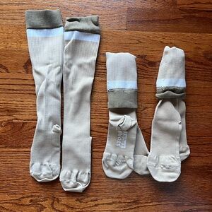 Lot of 3 Storq Main Squeeze Maternity Postpartum Compression Socks Tan S/M